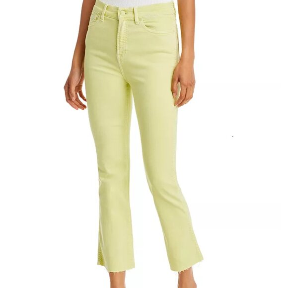 Slim Kick High Rise Ankle Bootcut Jeans in Sunny Lime - Picture 1 of 3